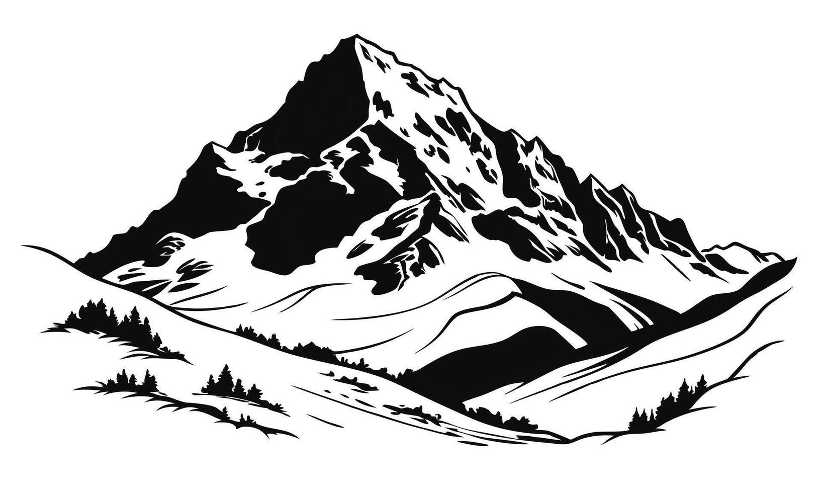 Panorama silhouette mountain illustration vector