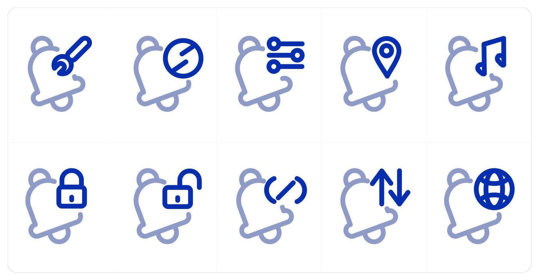 A set of 10 notification icons as notification maintenance, notification prohibited, notification vector