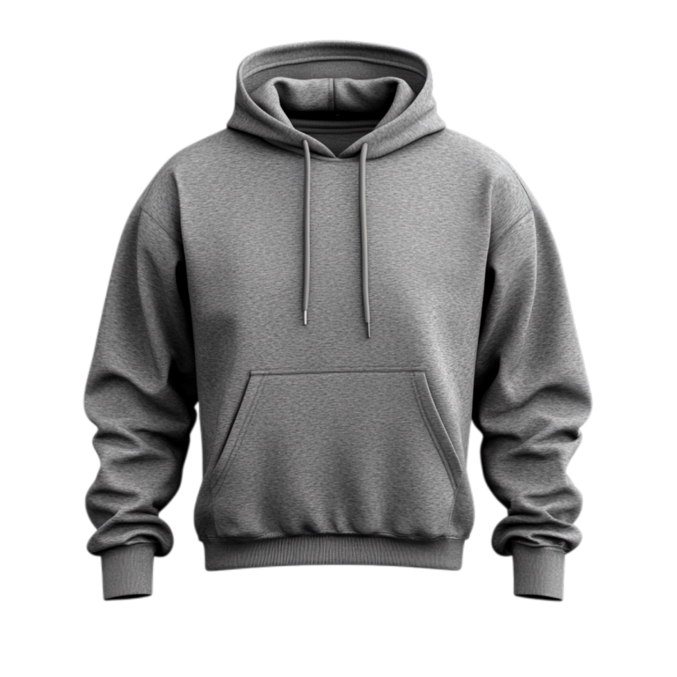 Grey Hoodie Mockup Casual Wear, Comfortable Style Against Transparent Background for Fashion or Apparel Branding png