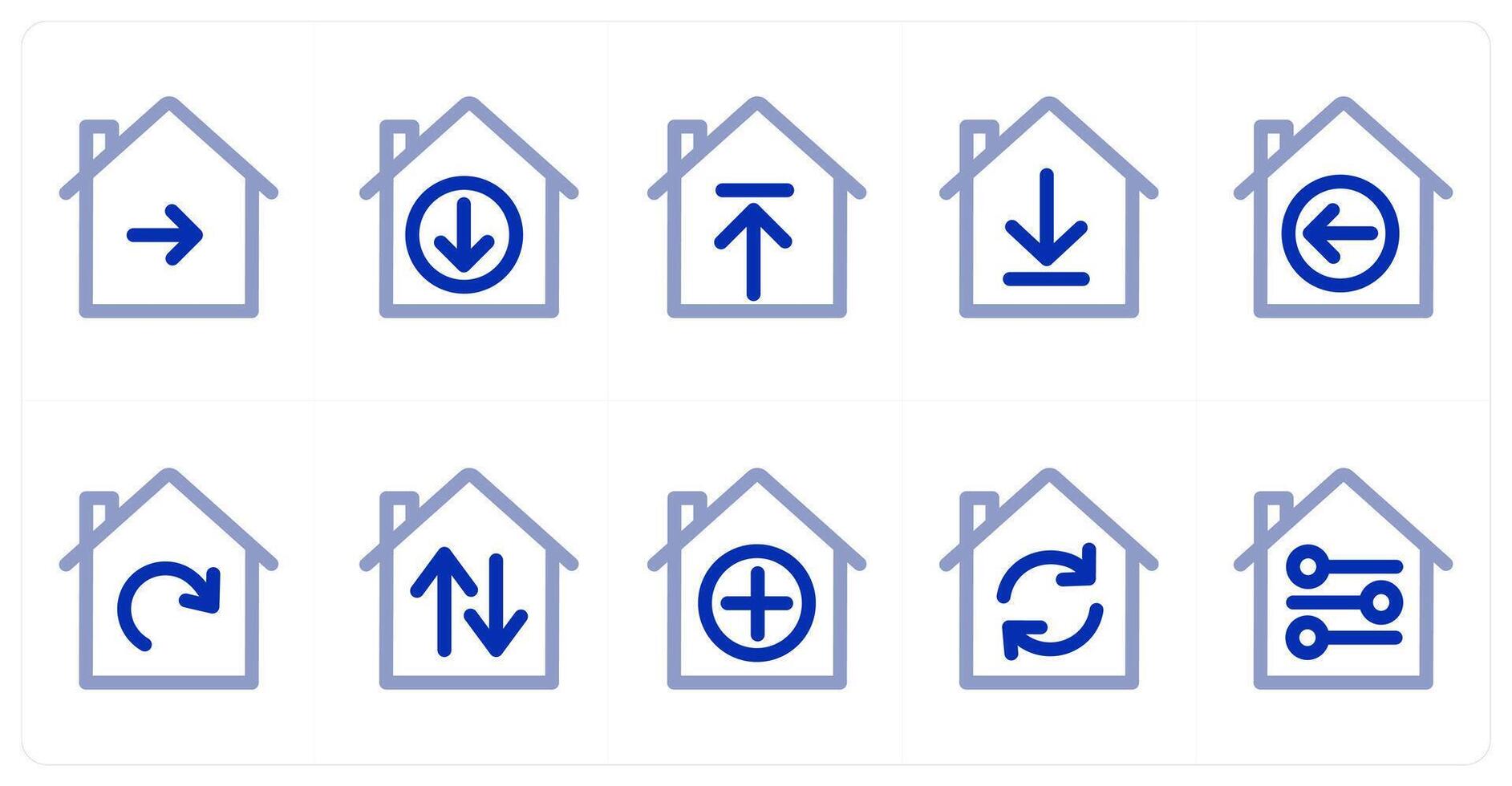 A set of 10 home icons as send home, down home, up home vector