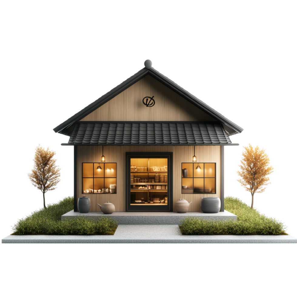 Tea House and Shop Logo Symbol Isolated Against transparent Background png