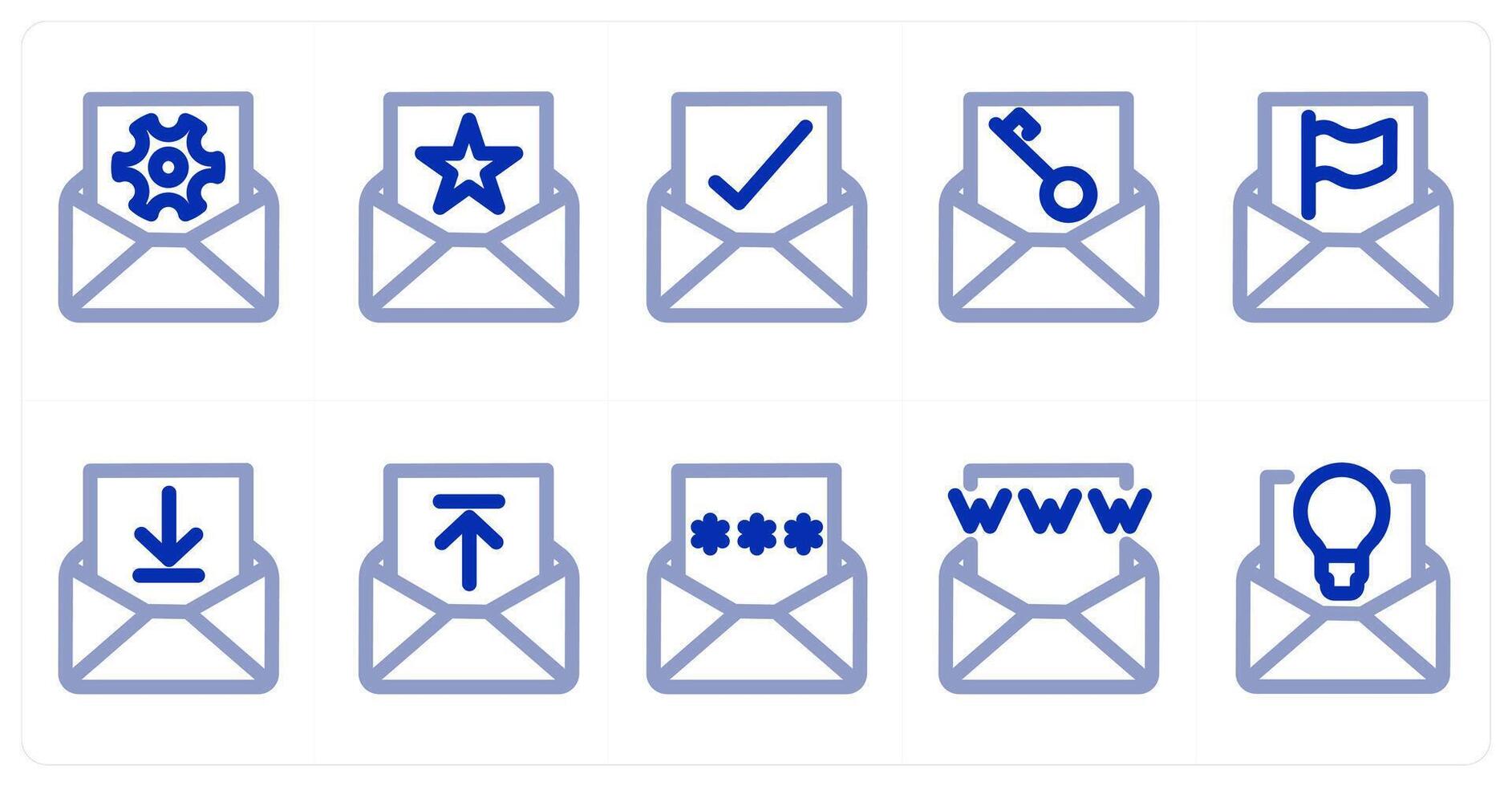 A set of 10 message icons as message setting, favorite message, right message vector