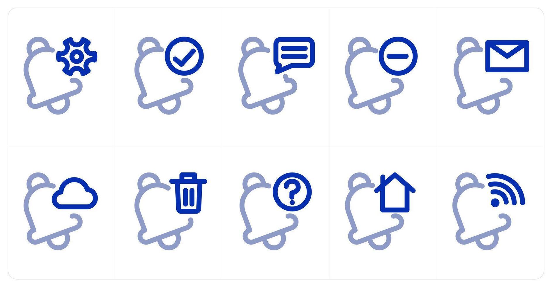 A set of 10 notification icons as notification setting, verify notification, notification message vector