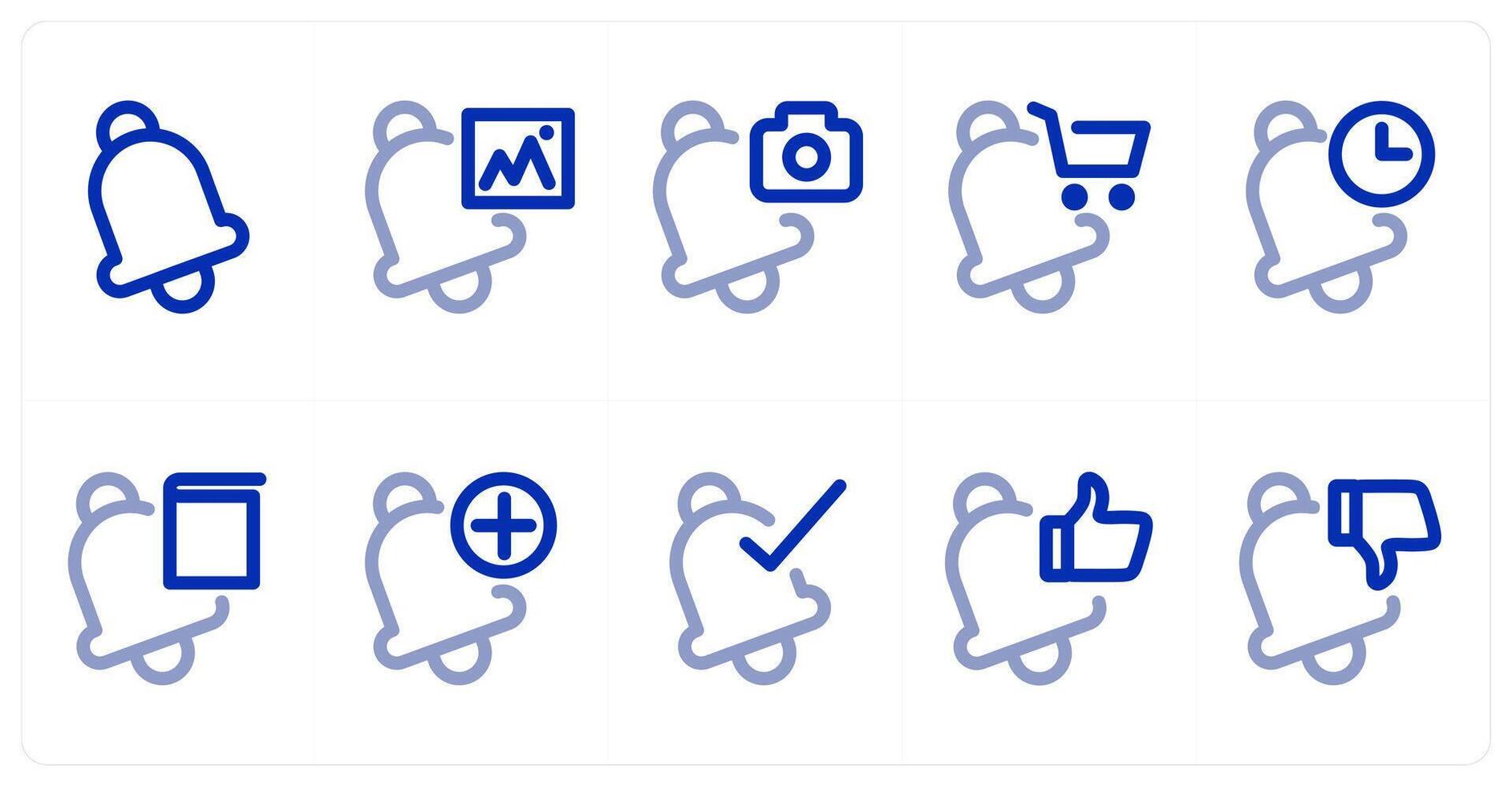 A set of 10 notification icons as notification, notification image, notification camera vector