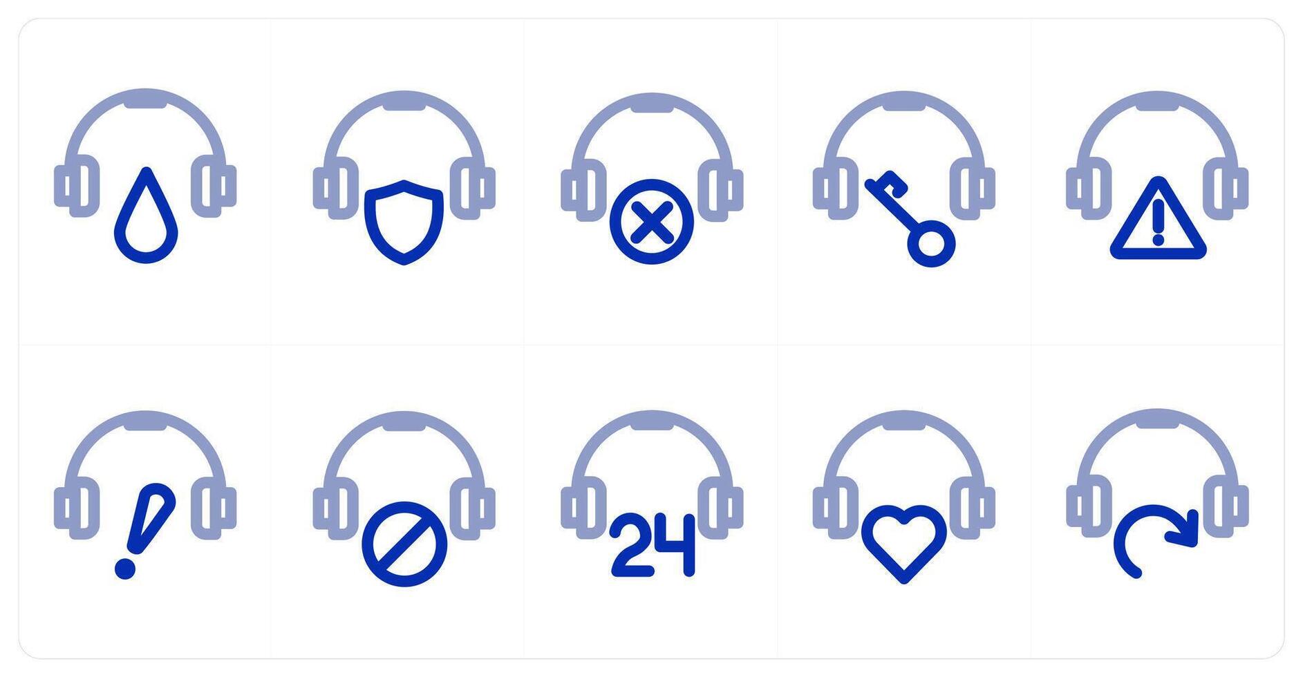 A set of 10 headphone icons as headphone, headphone security, wrong headphone vector