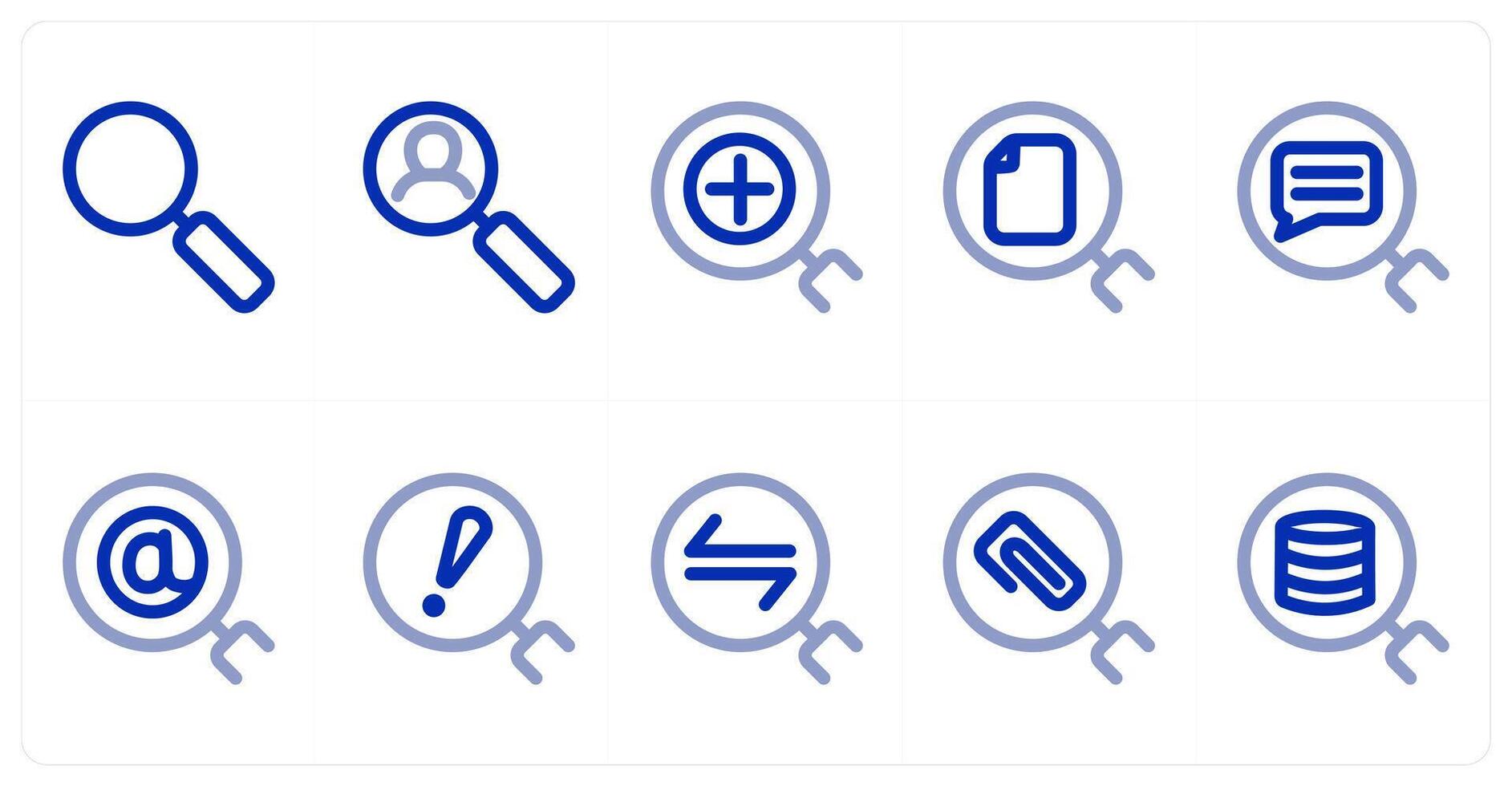A set of 10 search icons as search, search employee, add search vector