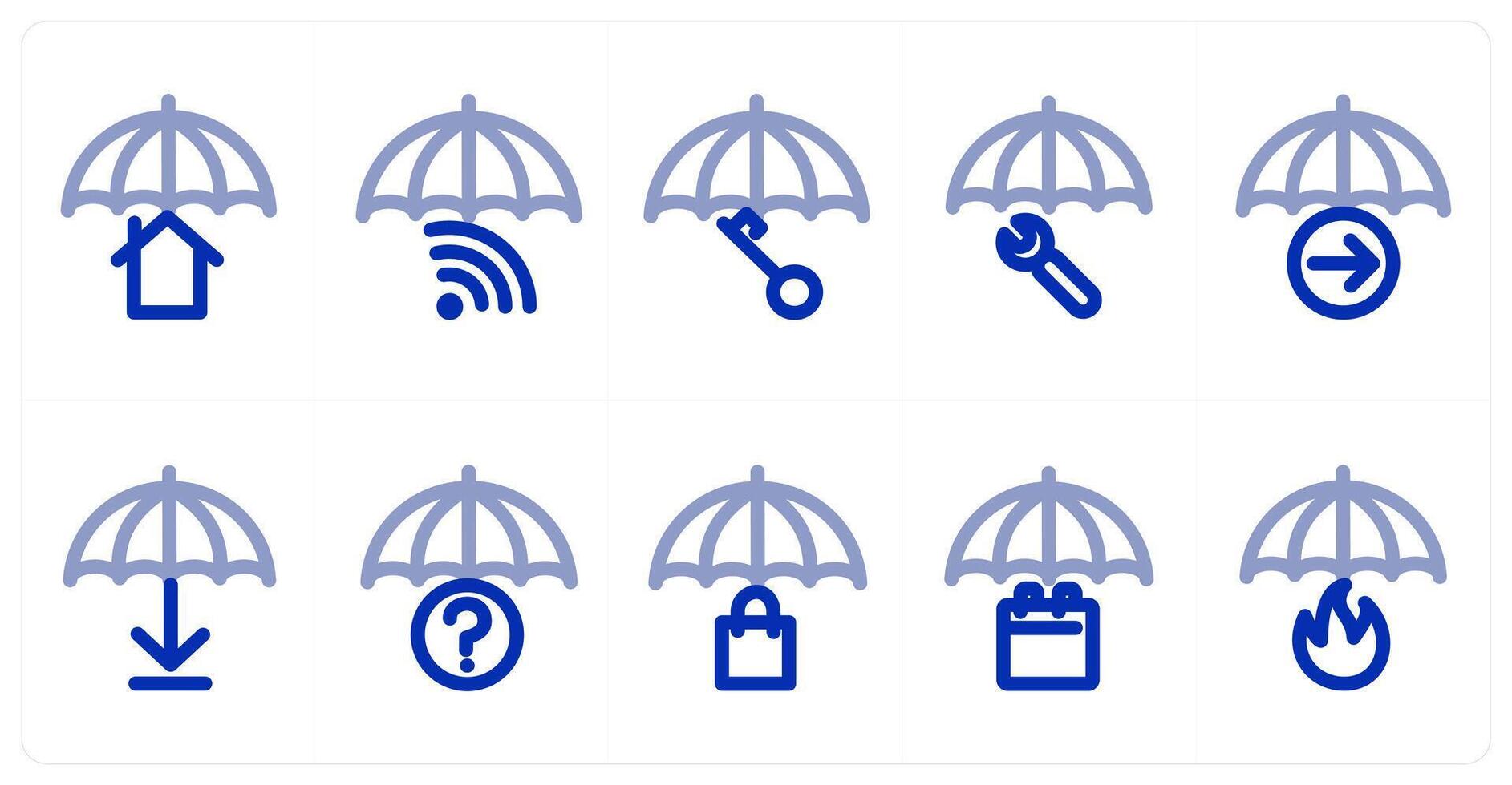 A set of 10 insurance icons as home insurance, wifi insurance, insurance protection vector