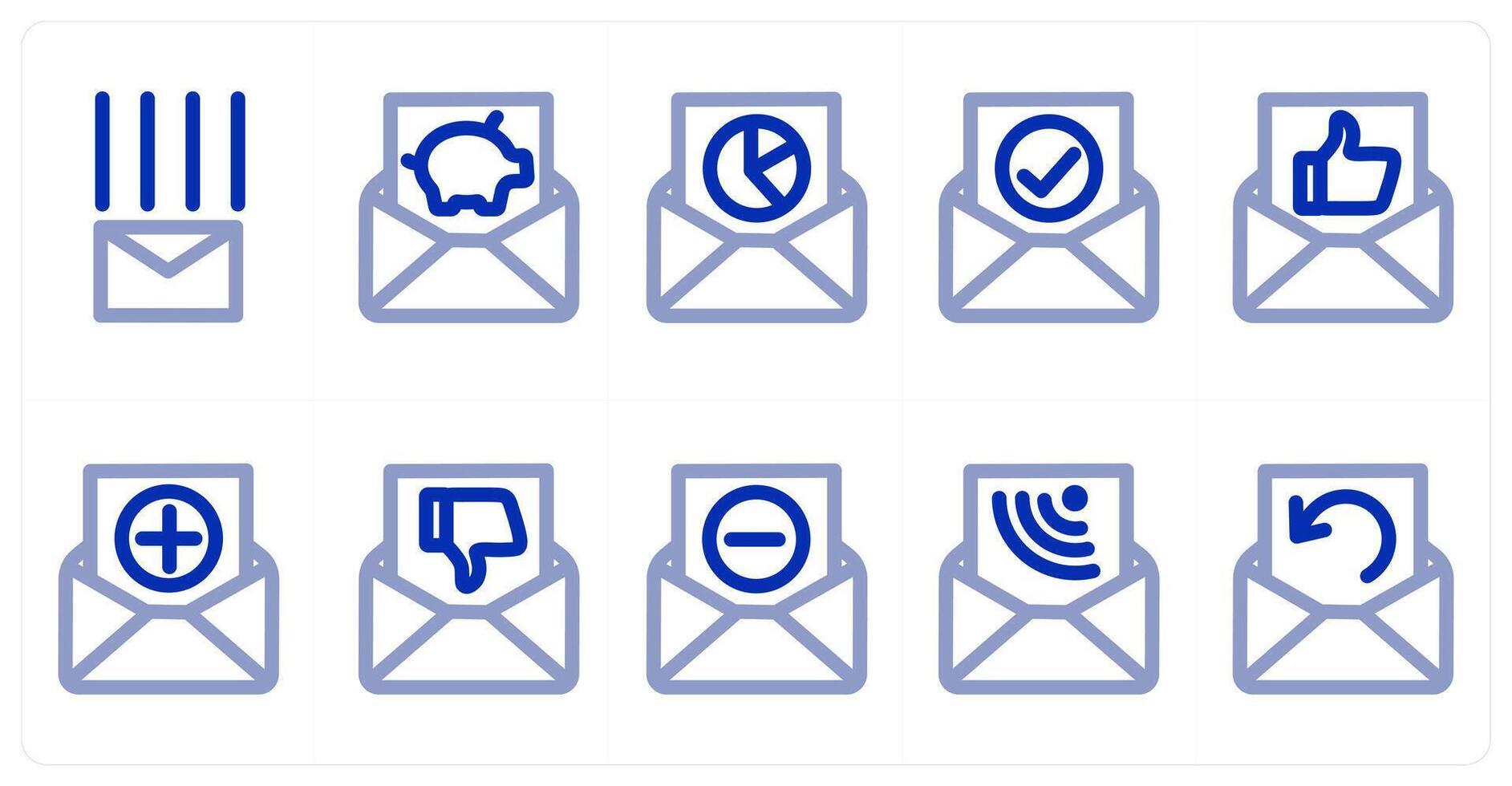 A set of 10 message icons as message, message savings, message statistics vector