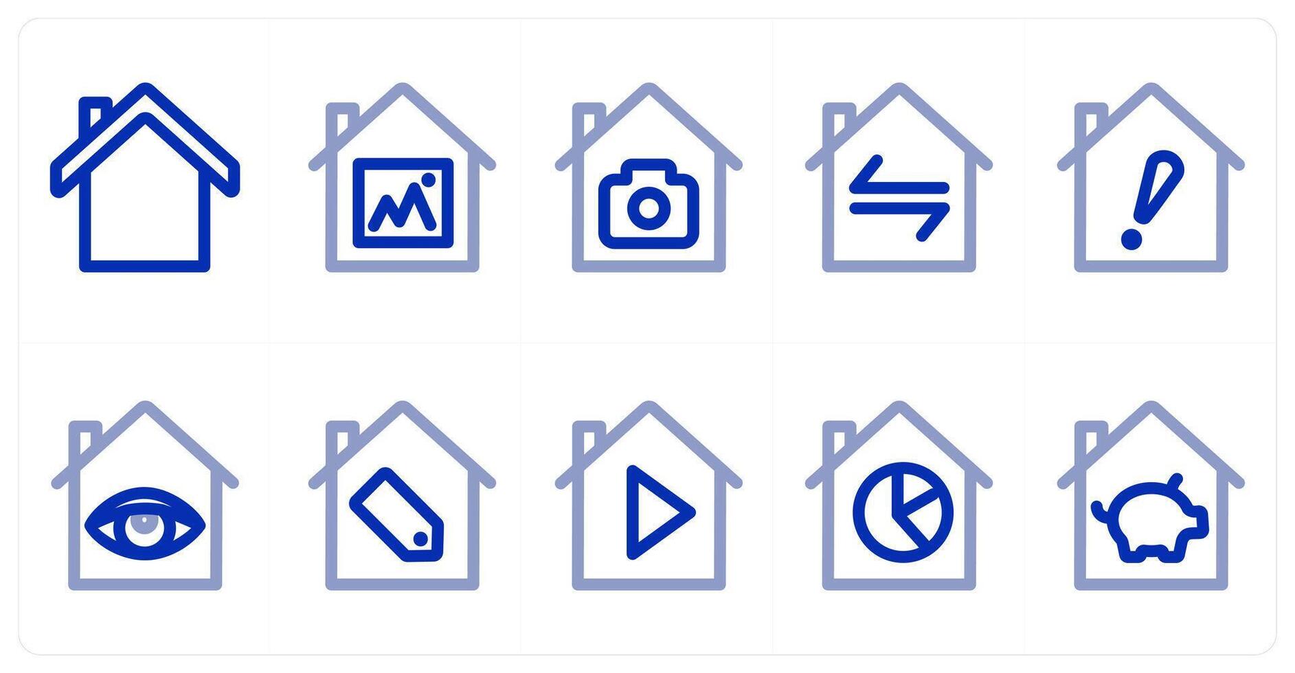 A set of 10 home icons as home, home image, home camera vector
