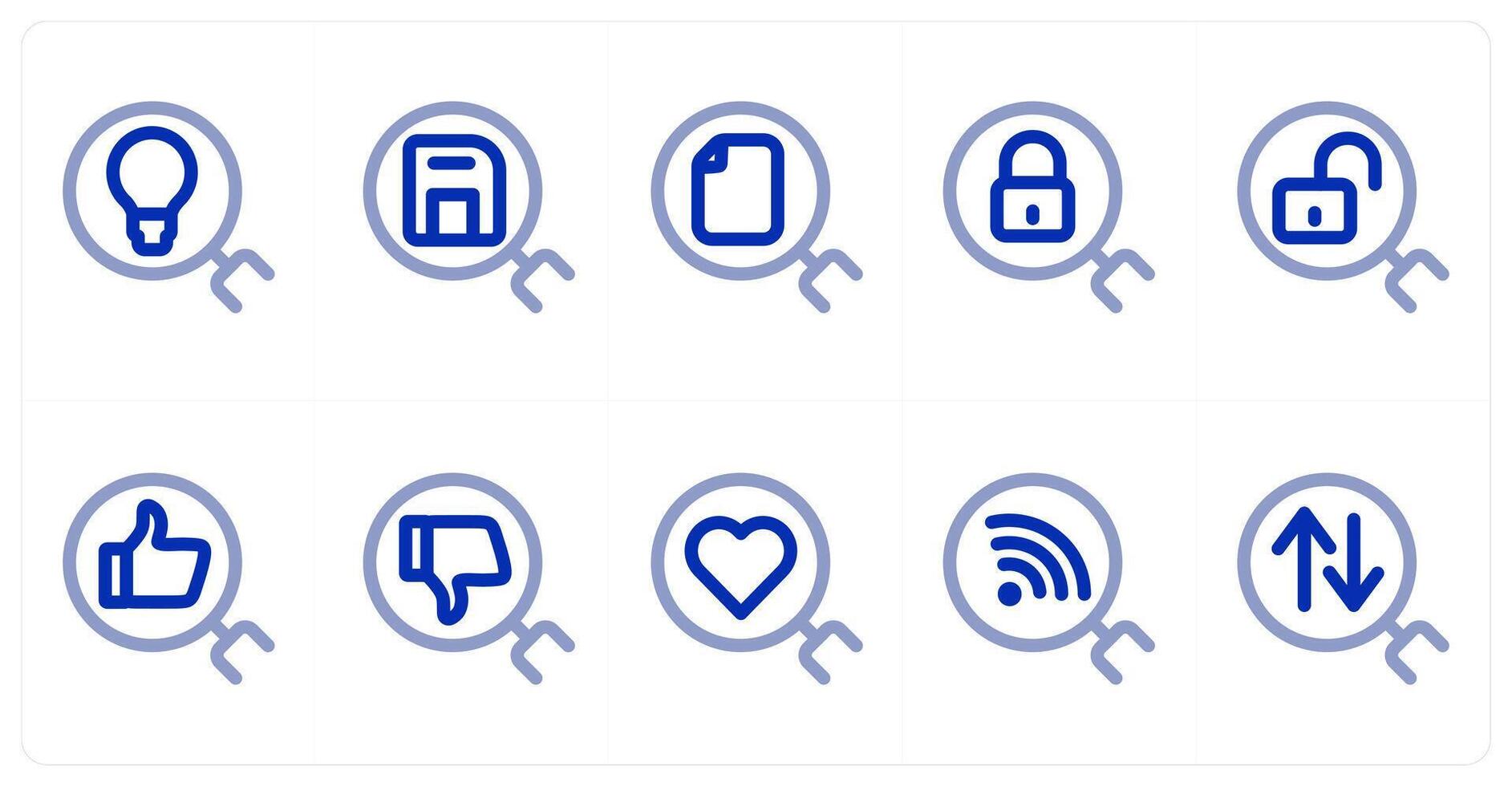 A set of 10 search icons as search idea, search drive, search file vector