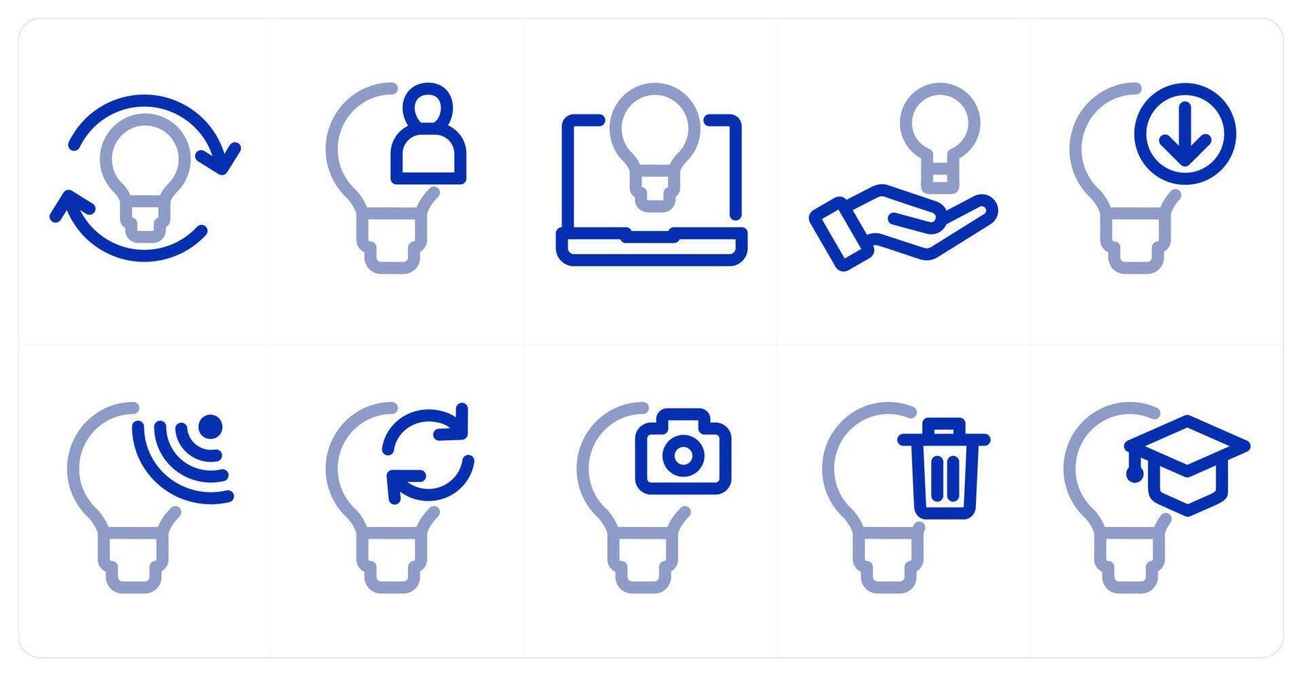 A set of 10 idea icons as idea, innovation, imagination vector