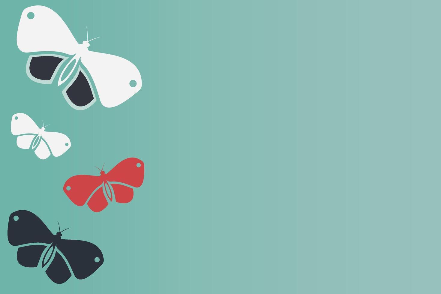 Horizontal background with butterflies and empty space for text. vector