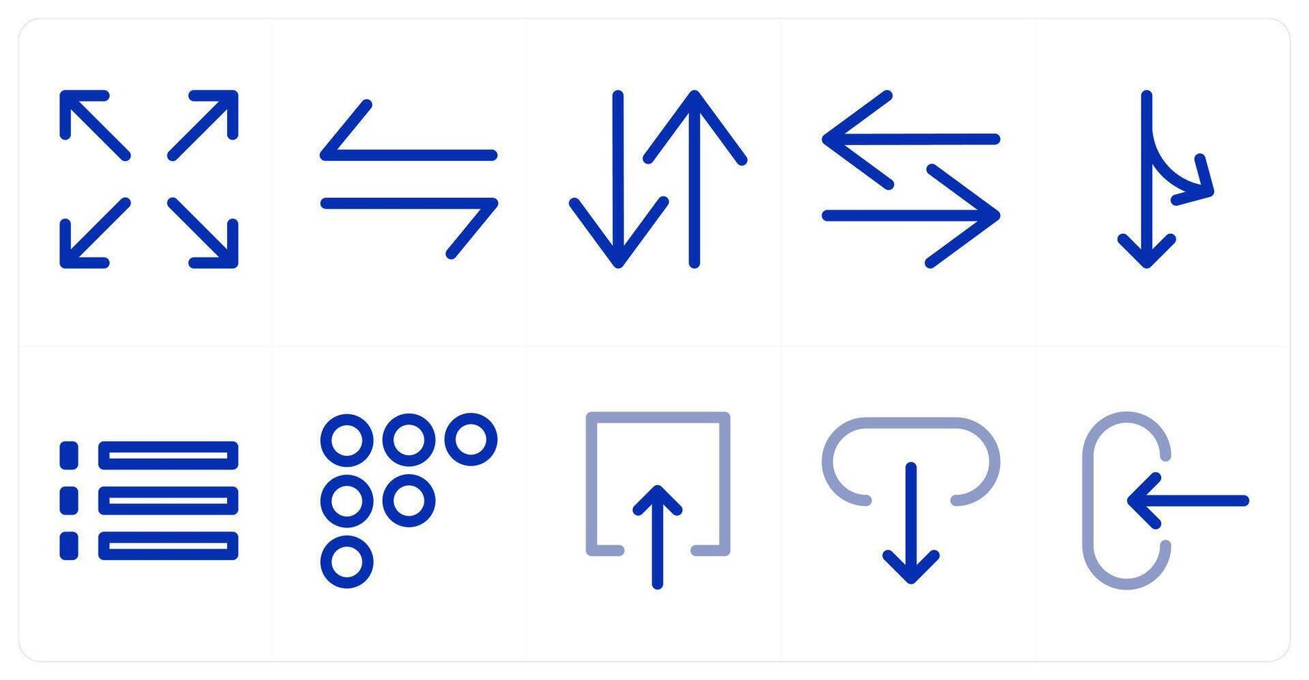 A set of 10 directions icons as directions, right left, up down vector