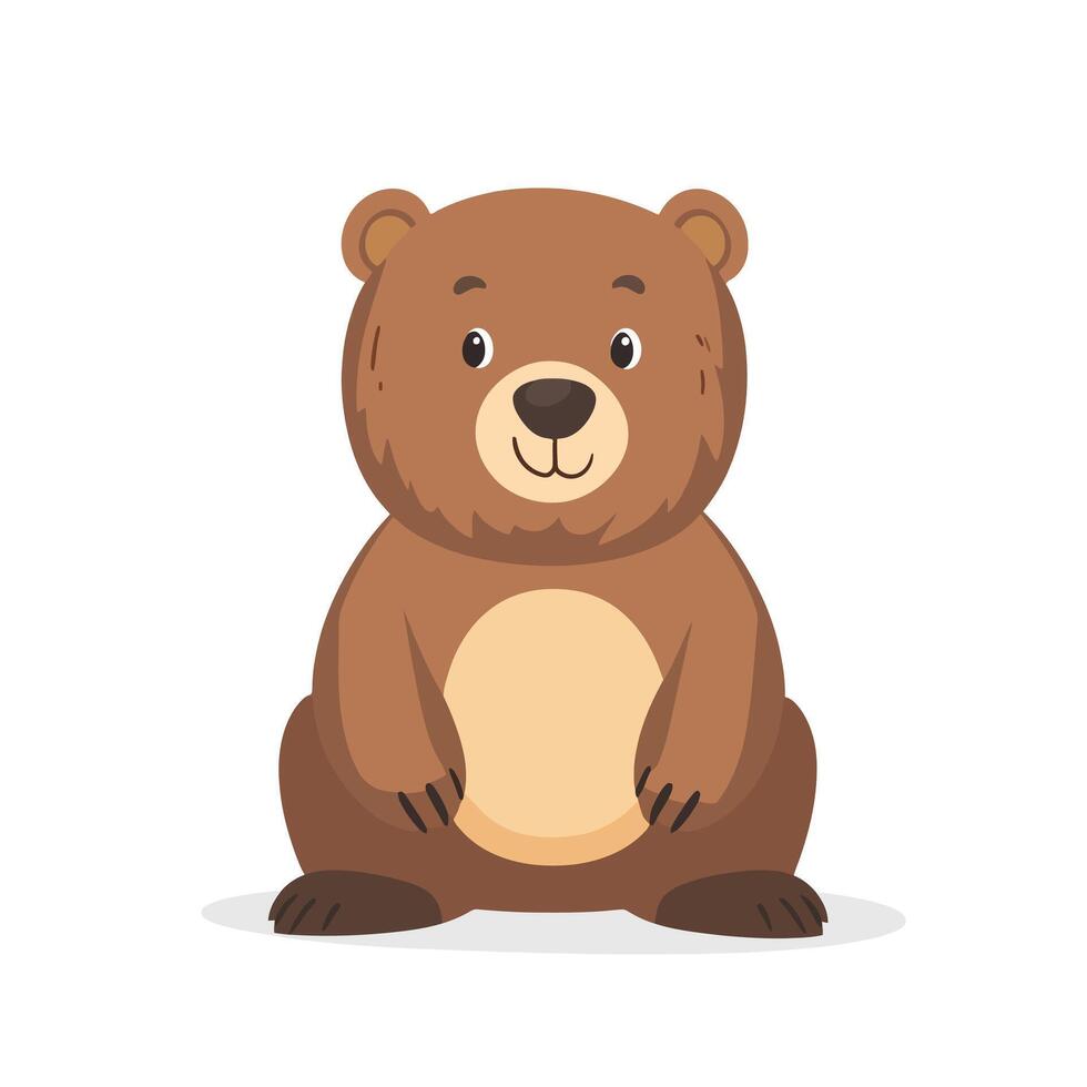 Friendly Bear Sitting in Nature vector