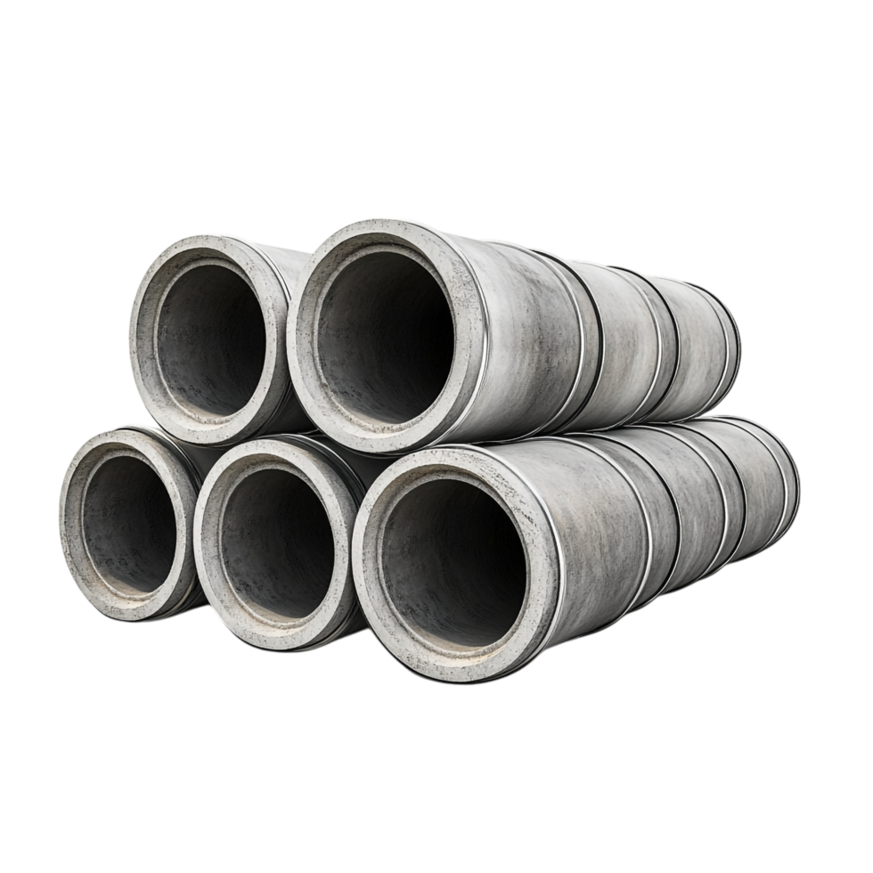 Stack Concrete Pipes for Building Construction png
