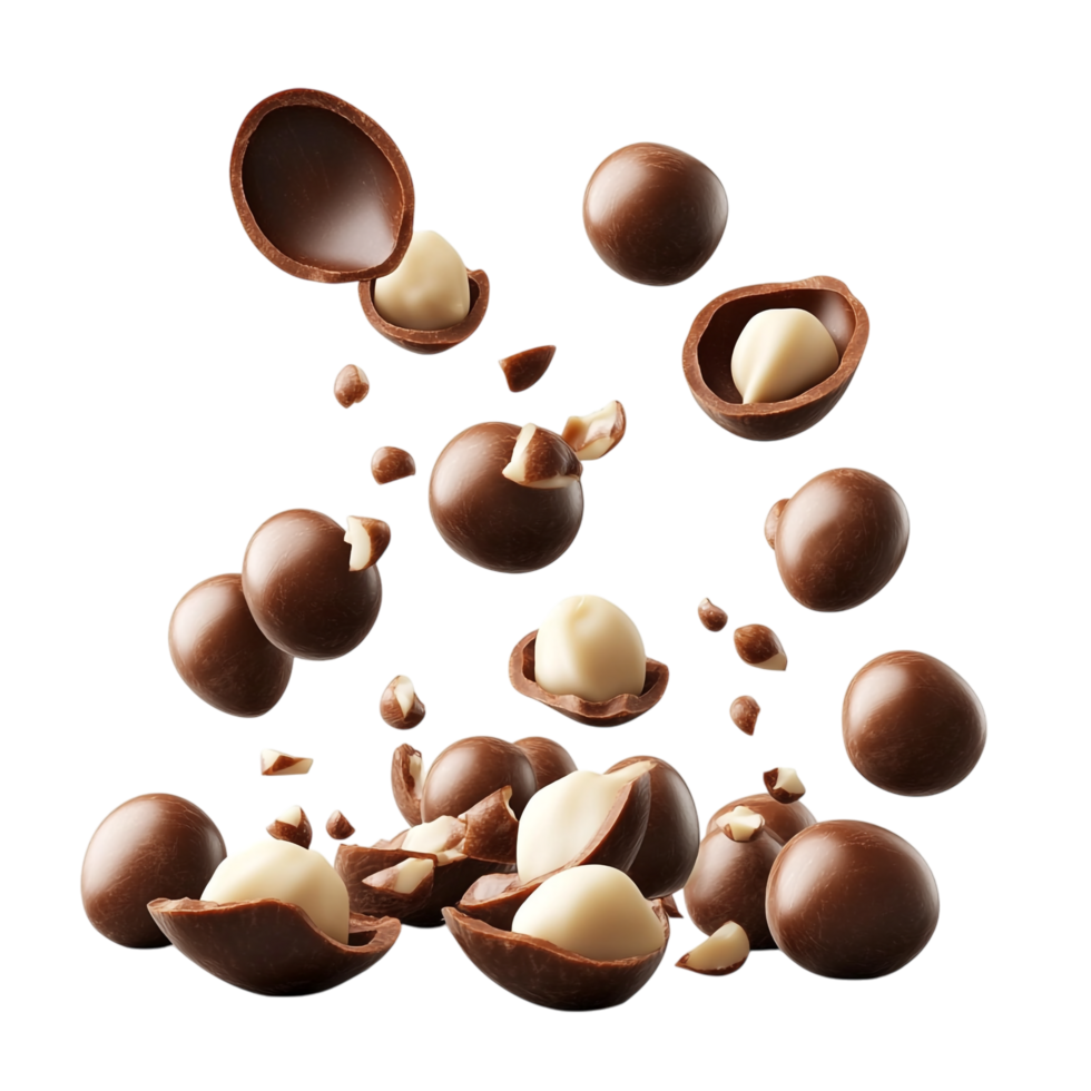 Falling Macadamia Nuts 3D Against White Background png