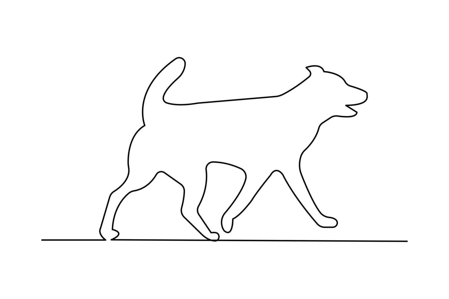 Dog pet one line art drawing continuous isolated on white minimalist design vector