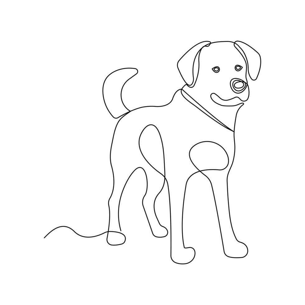 Continuous one line drawing of dog pet outline art illustration vector
