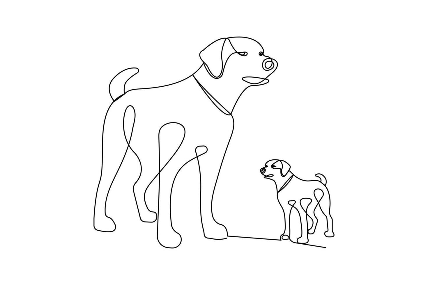 Simple illustration of dog pet shape continuous single line art dog outline design vector