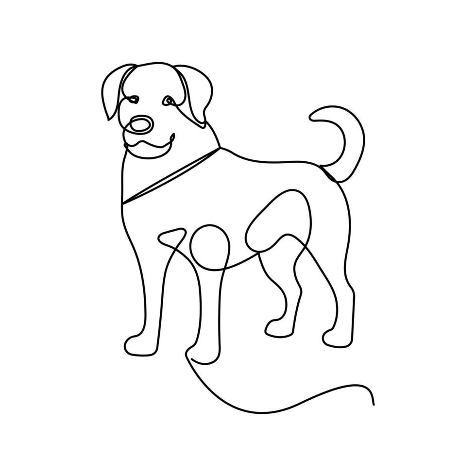 One continuous line drawing of dog pet linear style Hand drawn isolated design icon vector