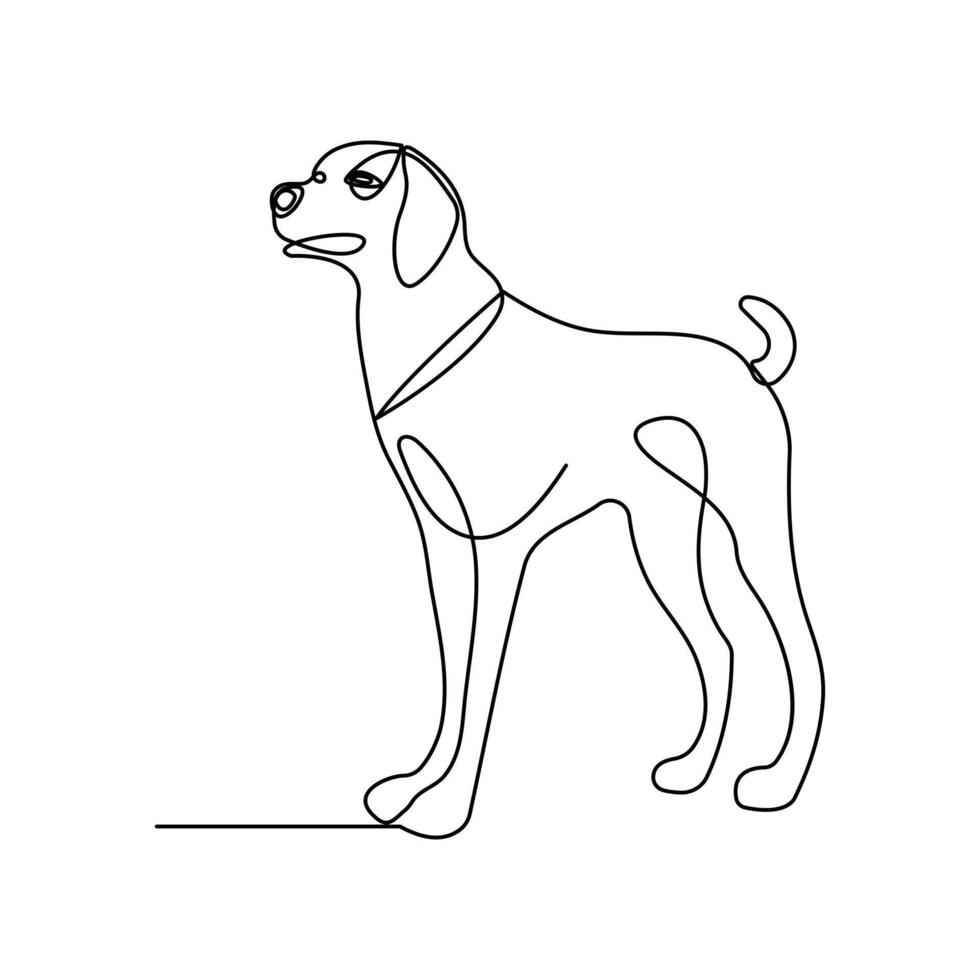 Dog pet animal continuous single line art drawing with dog icon simple outline icon vector