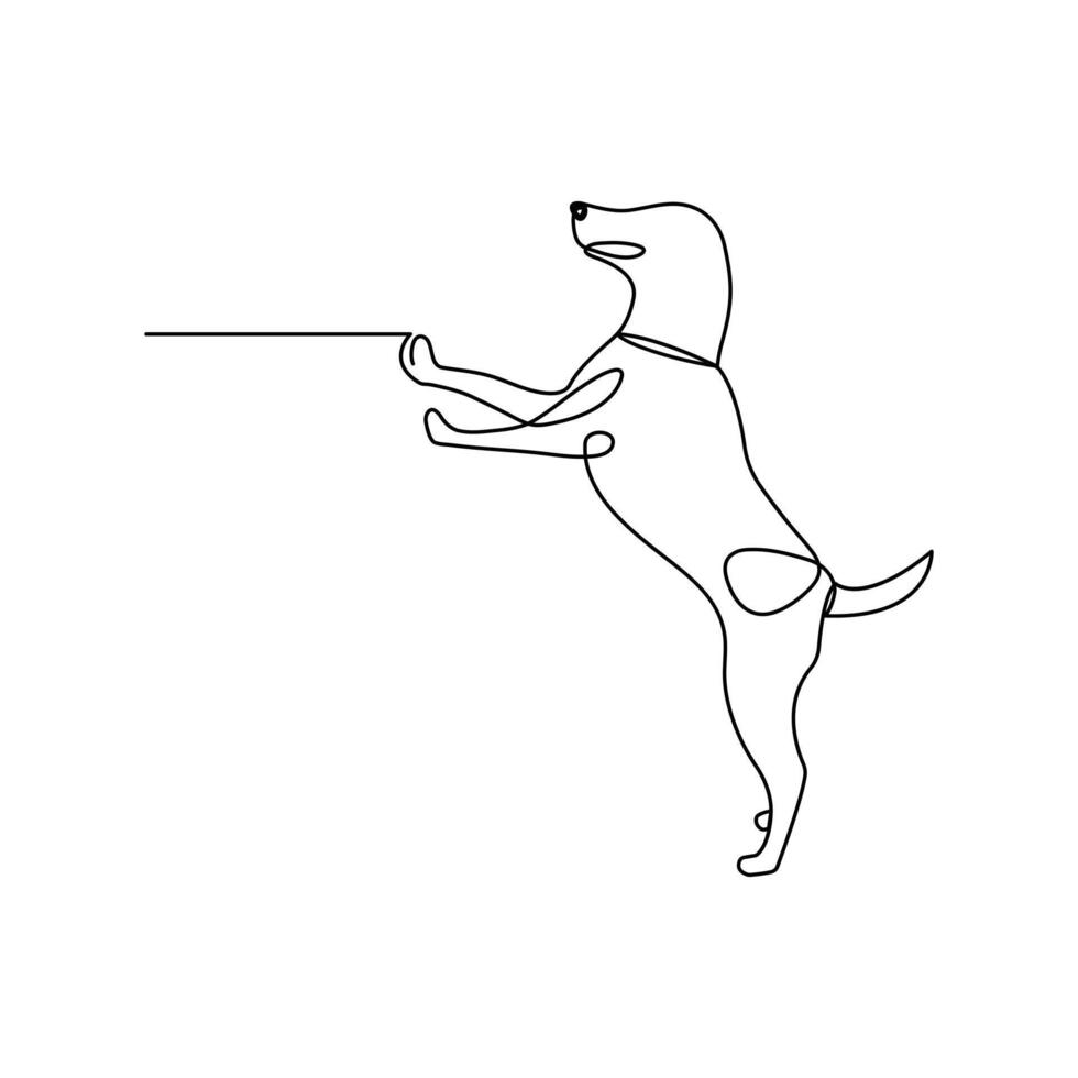 Dog pet continuous single line drawing of dog outline isolated design vector