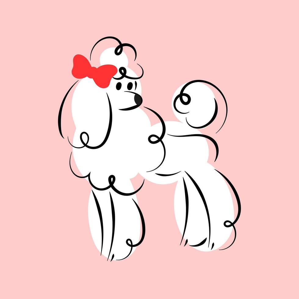 White poodle print. Cute sketch for design of various products. vector