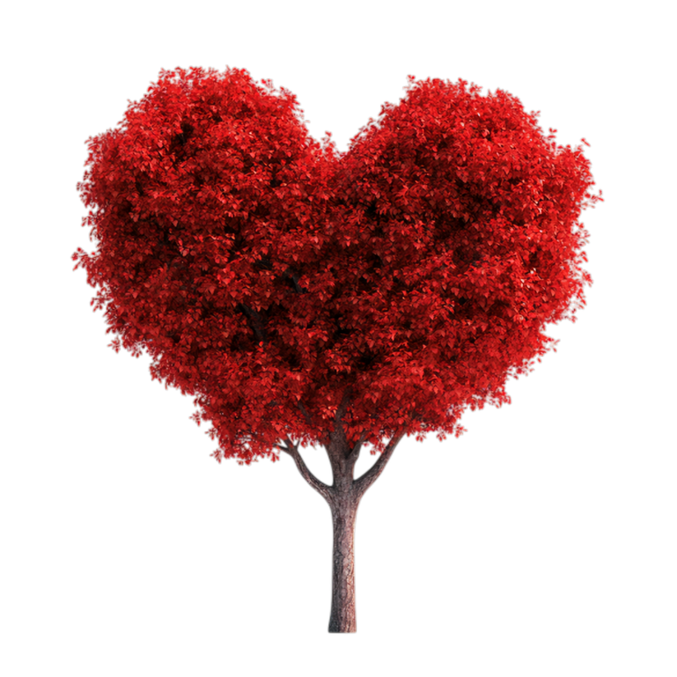 Poster for a Valentine's Day with a Tree and a Heart Against Transparent Background for Romantic Design Projects png