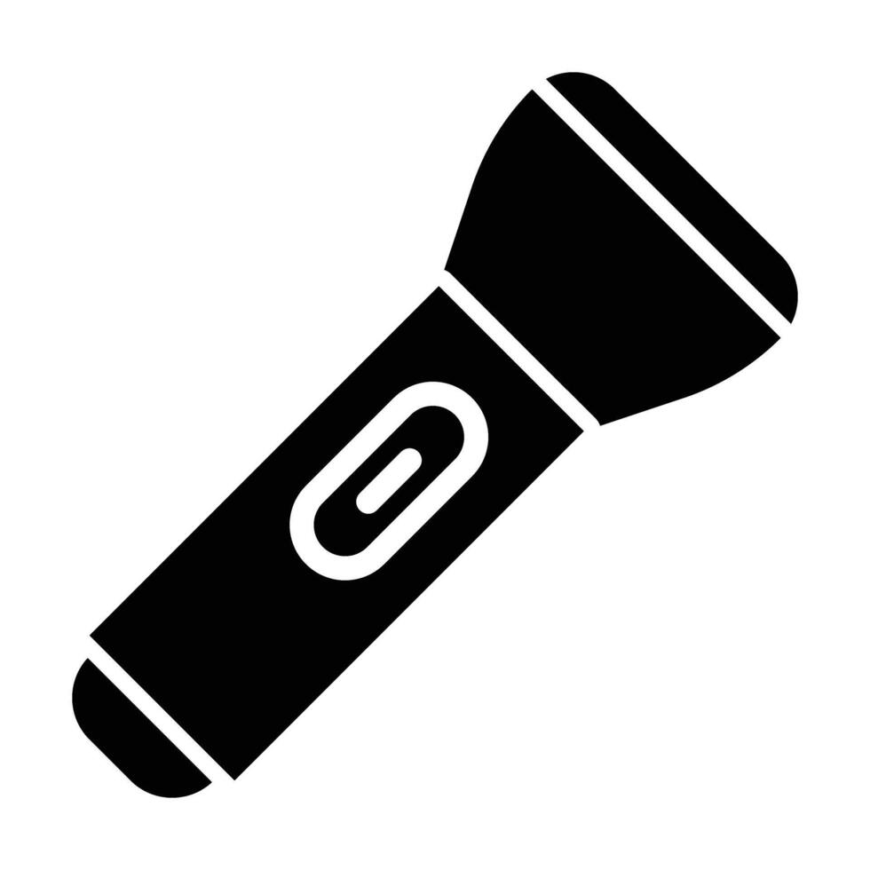 A black and white icon of a flashlight vector