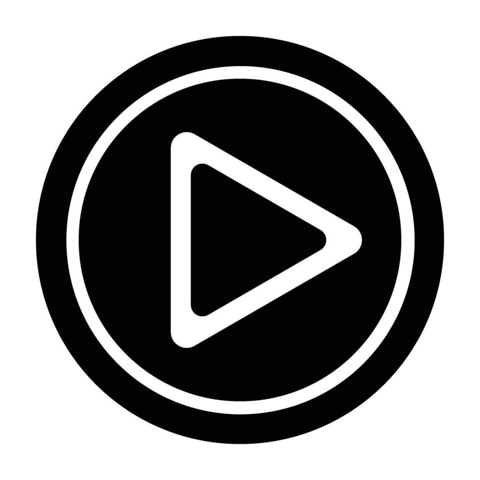 Play button icon in black and white on white background vector