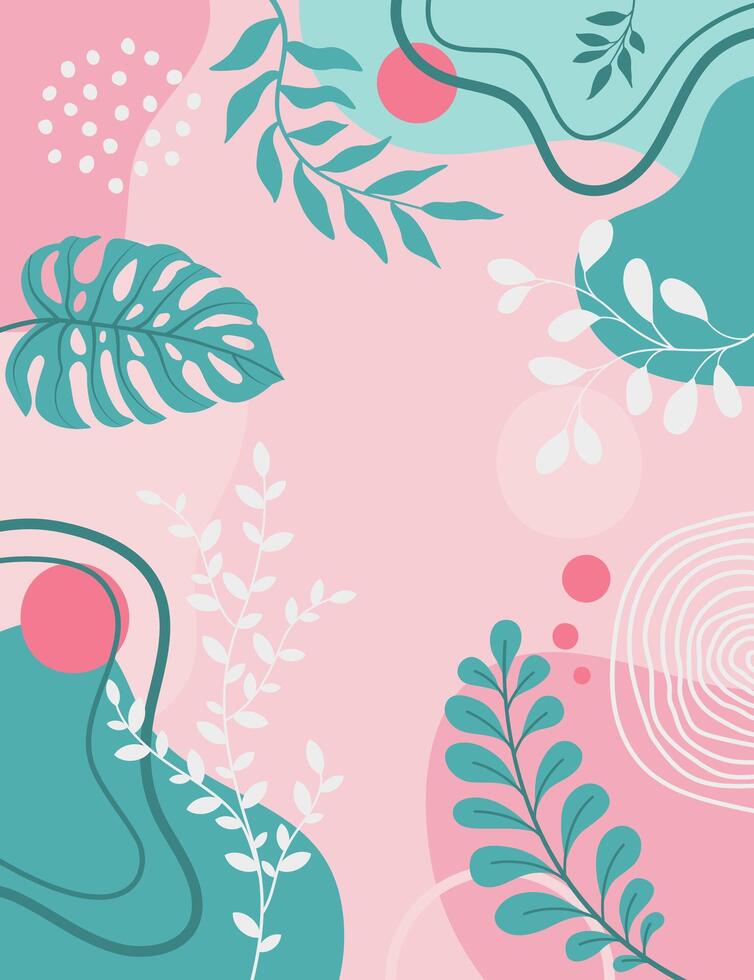 Spring plants banner frame background. vector