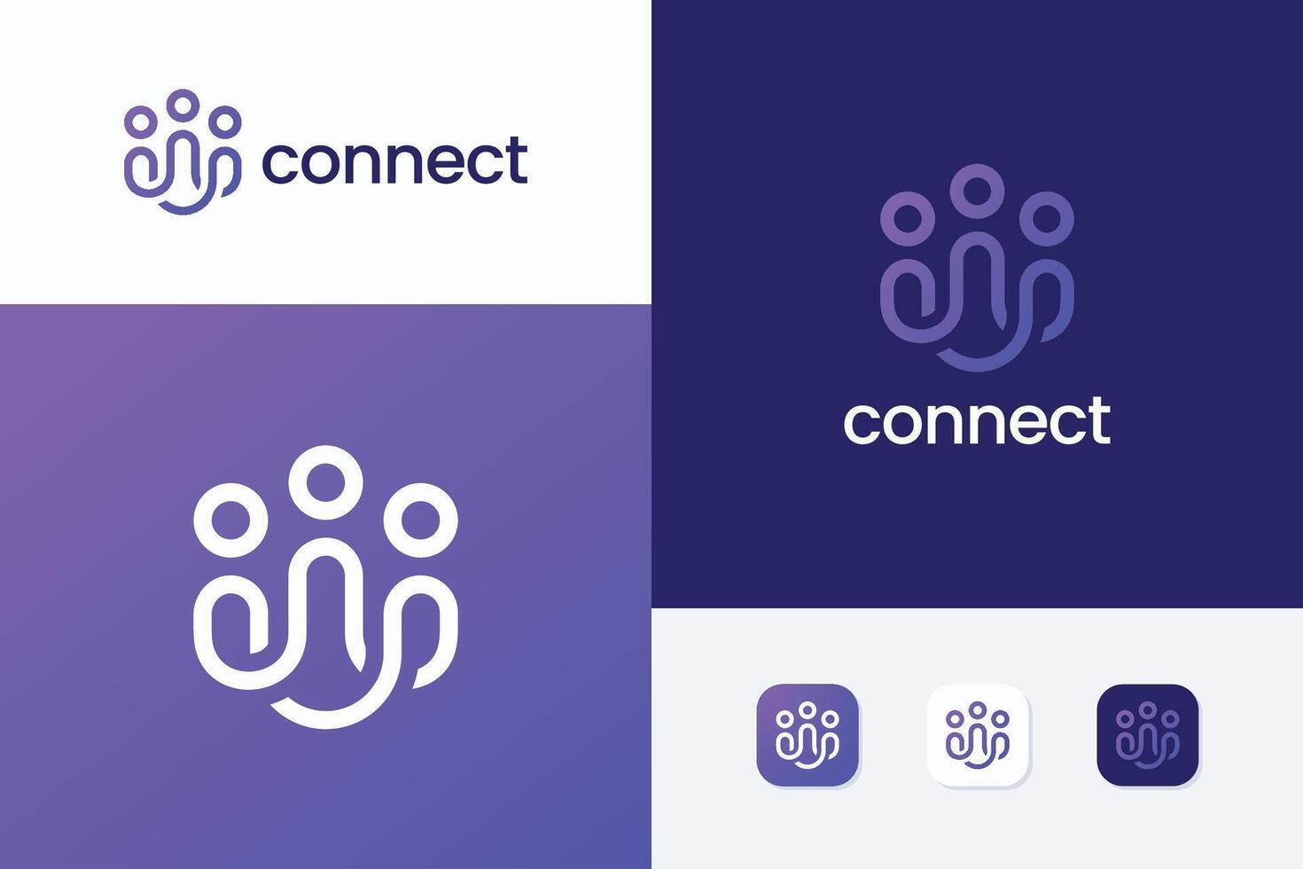 Futuristic and Modern Abstract People Connect Logo Business Technology and Communication vector