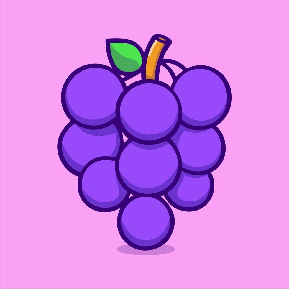 Grape Fruit Cartoon Icon Illustration, Food Nature Icon Concept Isolated. vector