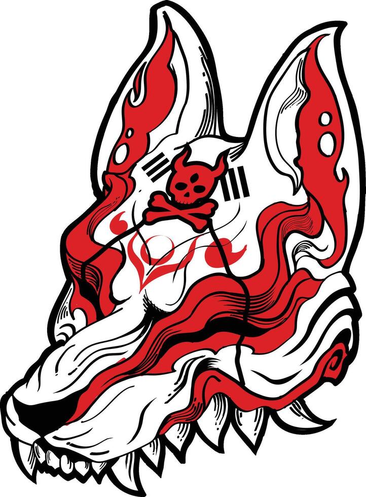 RED KITSUNE MASK vector