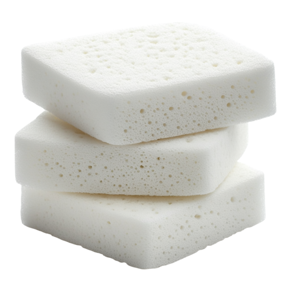 White kitchen sponge isolated against transparent background png