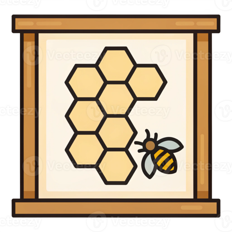 Creative Honeycomb Illustration Featuring a Cute Bee Design to Represent Sweetness and Nature in Your Home Decor or Educational Materials for Children png