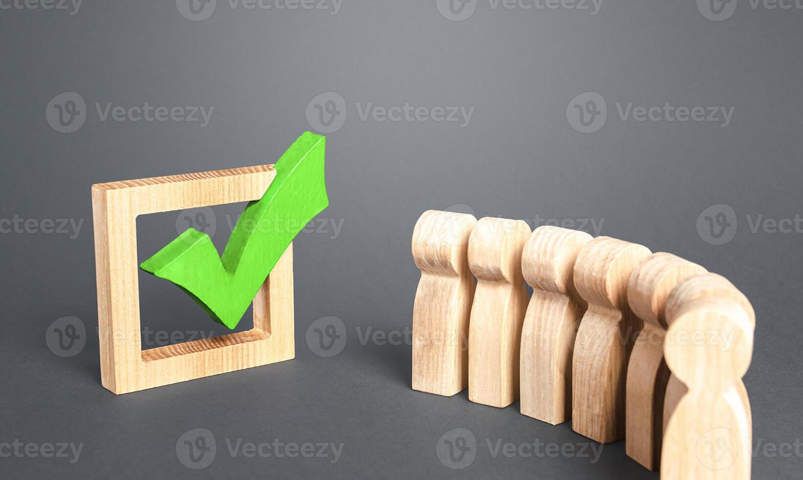 Queue line and green vote check mark. Voting in democratic election or referendum. Political campaign. Public poll. Legislative Initiative. Lobbying interests. Resolution. State legislature passes law photo