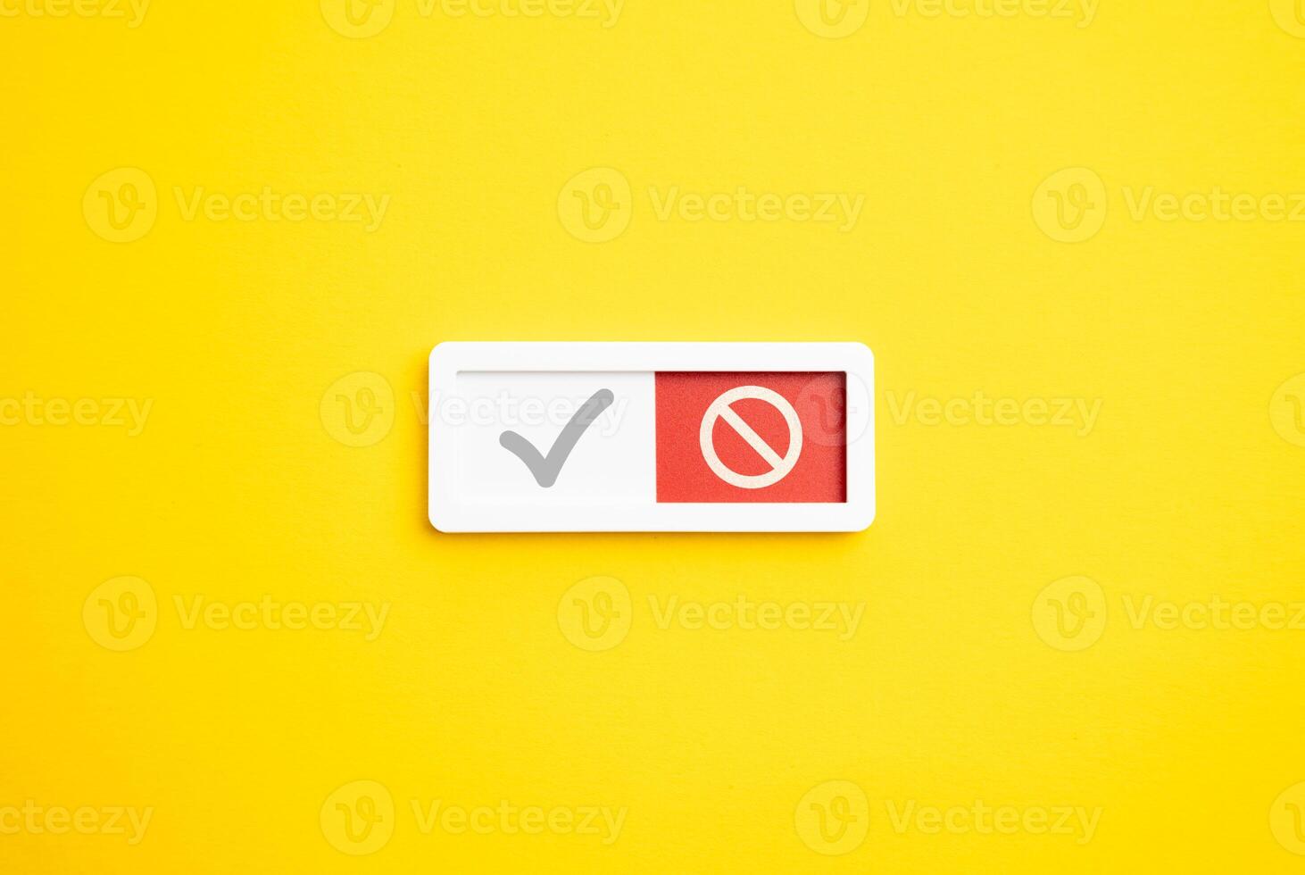 Switch button showing red refusal symbol. Cancellation. Absence and non-acceptance. Frequent rejections, opt-outs, and disengagements photo