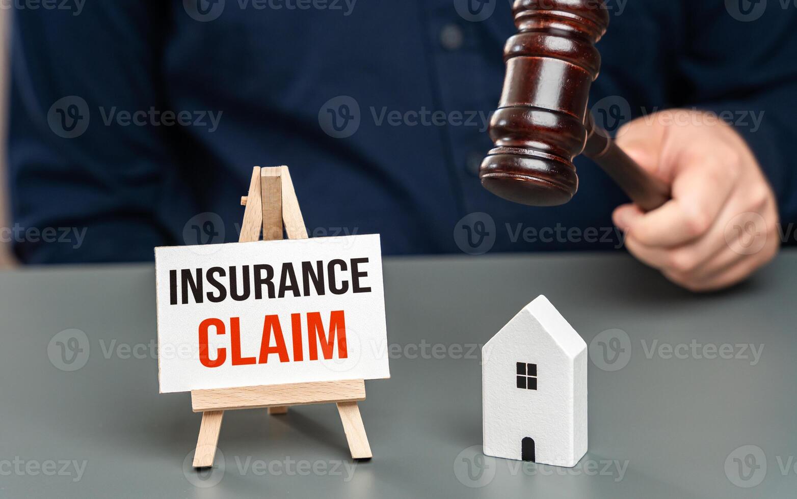 Insurance claim. Satisfy the request to an insurance company for coverage or compensation for a covered loss or policy event. Judicial settlement. photo