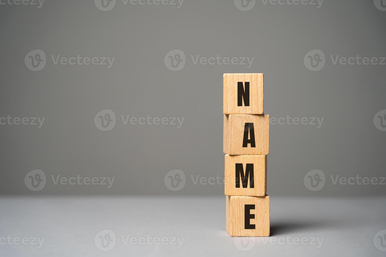 Name inscription on wooden blocks photo