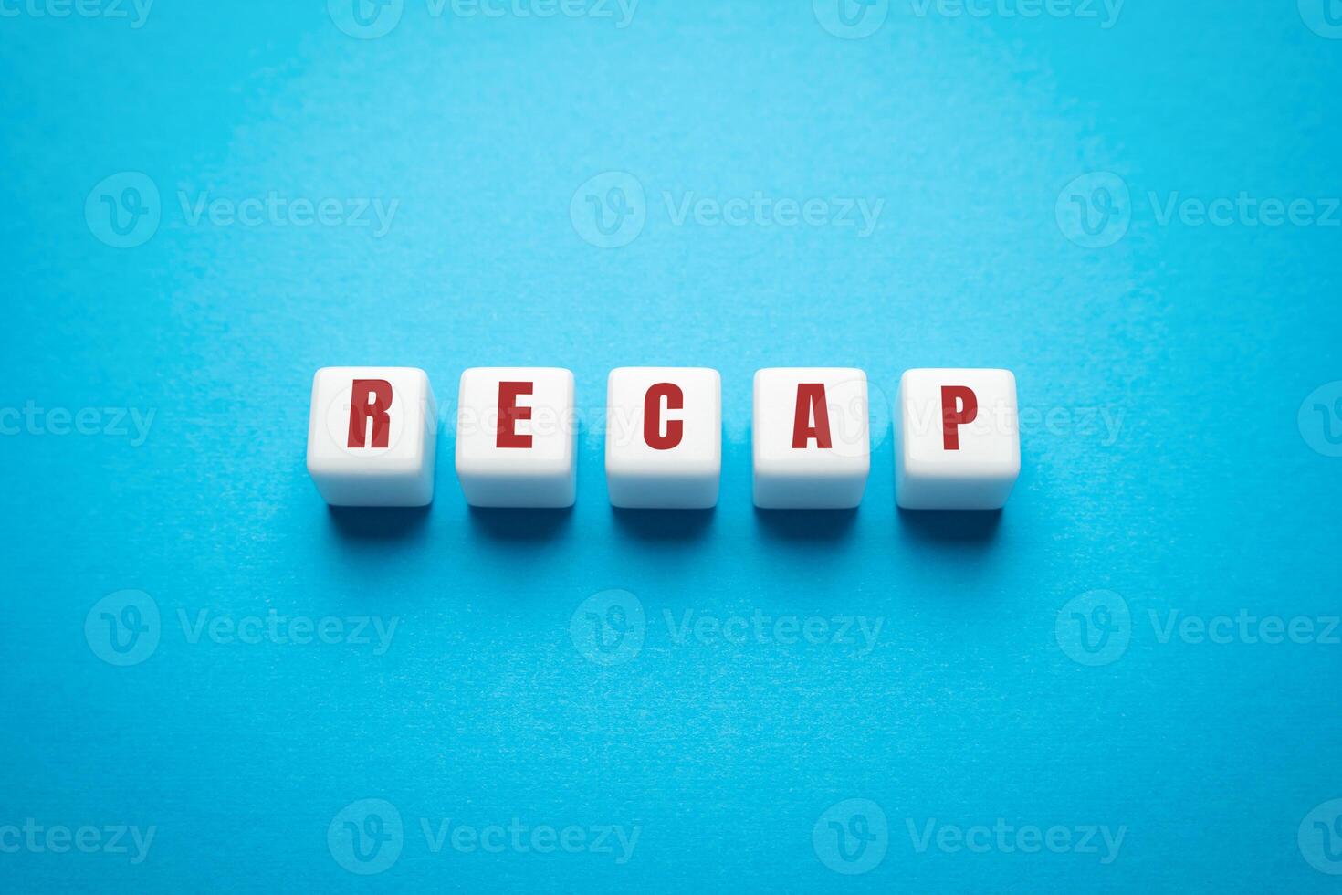 Wooden blocks with the word Recap. A document presenting your skills and achievements. Getting a new job position. Business concept. Resume. Interview. photo