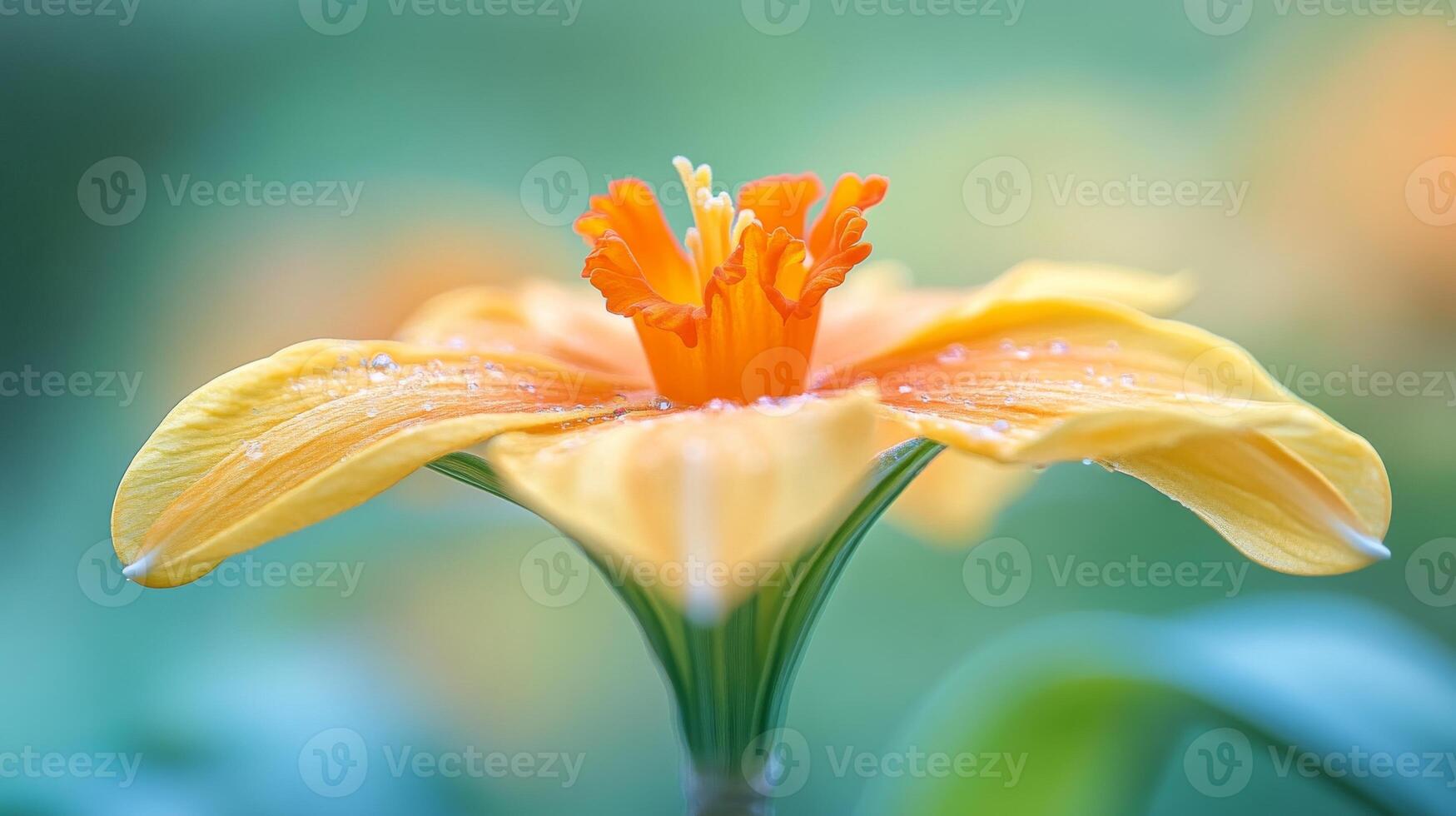 Close-up of Vibrant Yellow Daffodil Flower Blooming in Soft Focus. St. David Day, Welsh culture. Side view macro shot photo