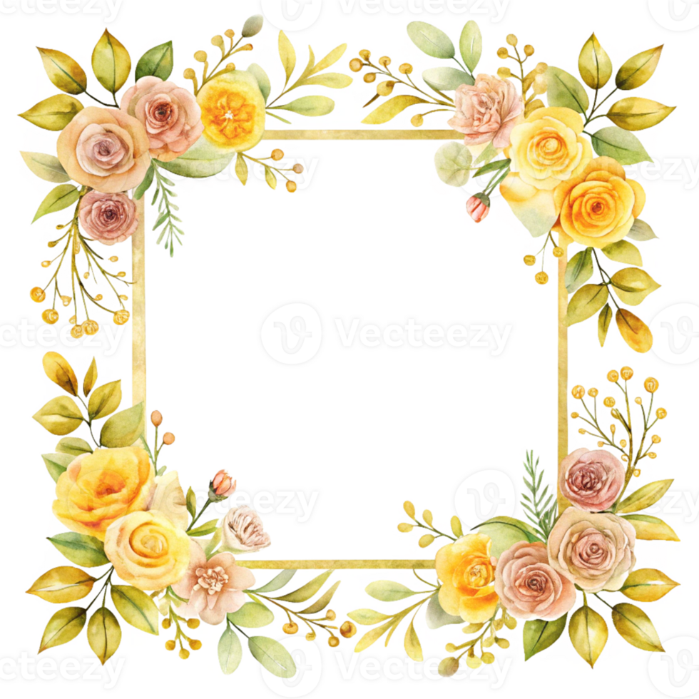Charming Yellow and Pink Flower Frame Design Perfect for Displaying Special Photos or Quotes While Exuding a Fresh and Inviting Vibe in Any Space png