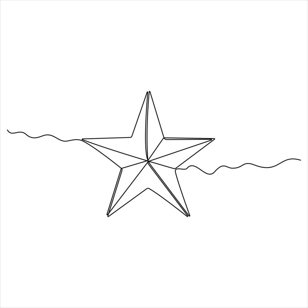 Continuous single line drawing star One line drawing background Linear star icon graphics vector