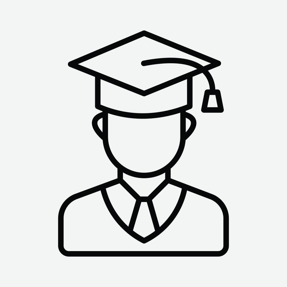 Student Wearing Graduation Cap. Graduation Cap Student Icon. Graduation Cap. vector