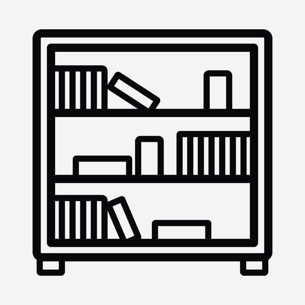Bookshelf Icon Design. Bookshelf with Books Illustration Symbol. Library Bookshelves Icon for Education. vector