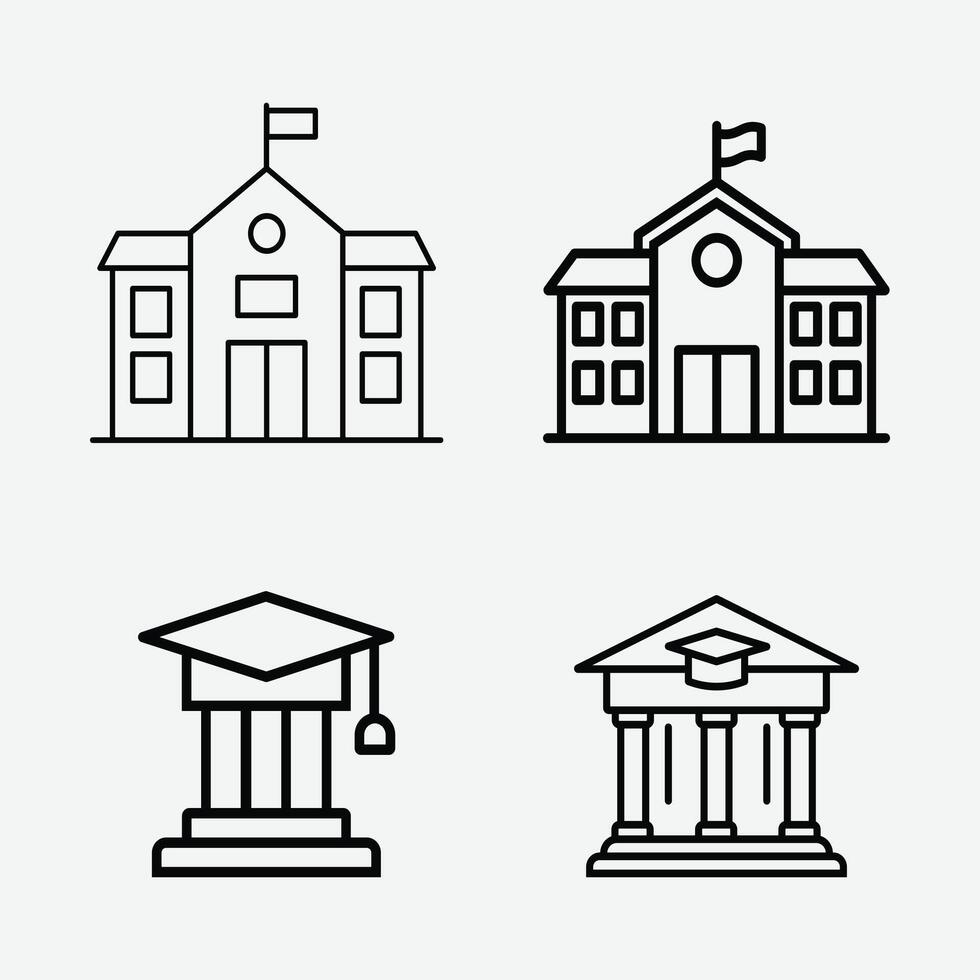 School Building Icon Design. Educational Institution Symbol. Campus Building Illustration. School Building Icon for Education and Campus Design. vector