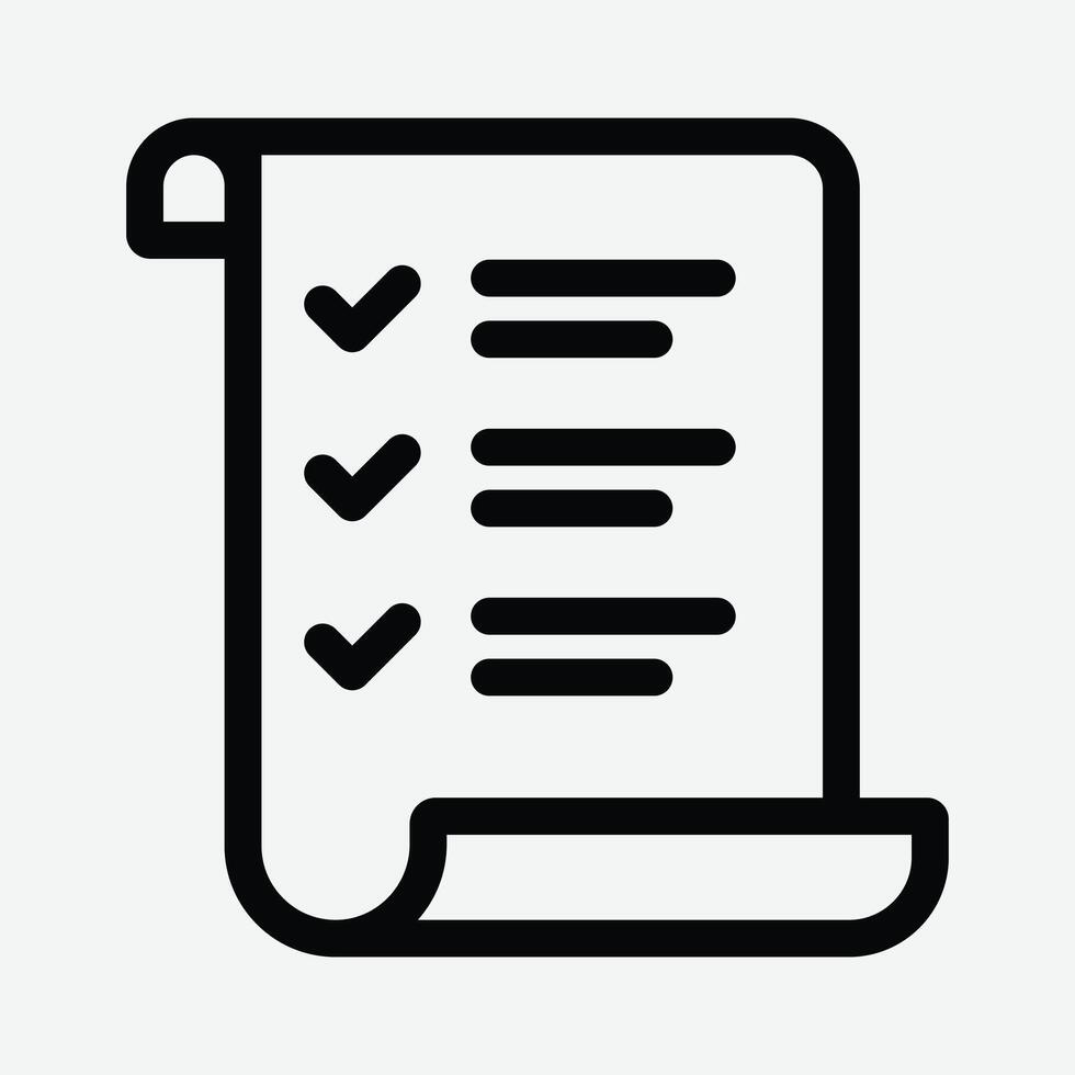 Document Icon . Paper Document Icon. Document File Symbol. Text Document Illustration. Checklist Icon. vector