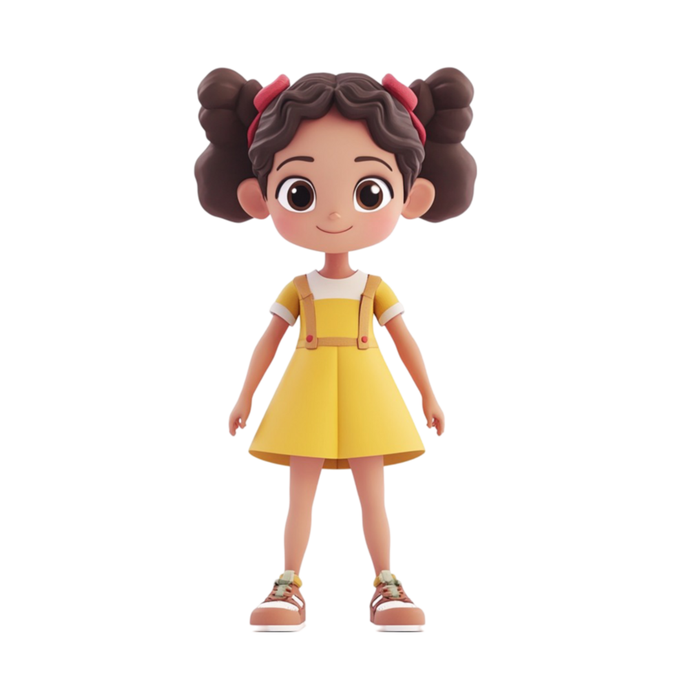 A cartoon girl in a yellow dress png