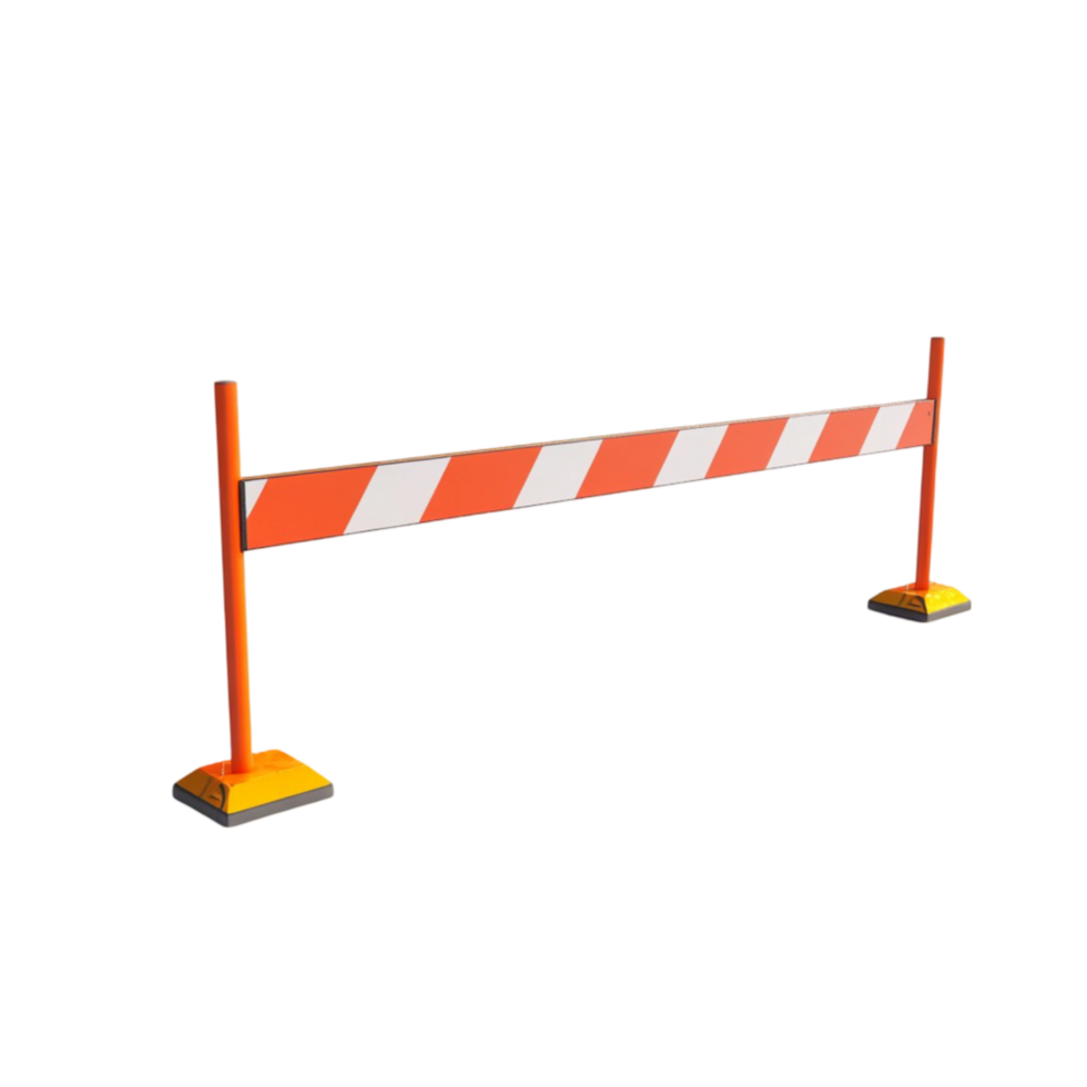 A barrier with orange and white stripes png